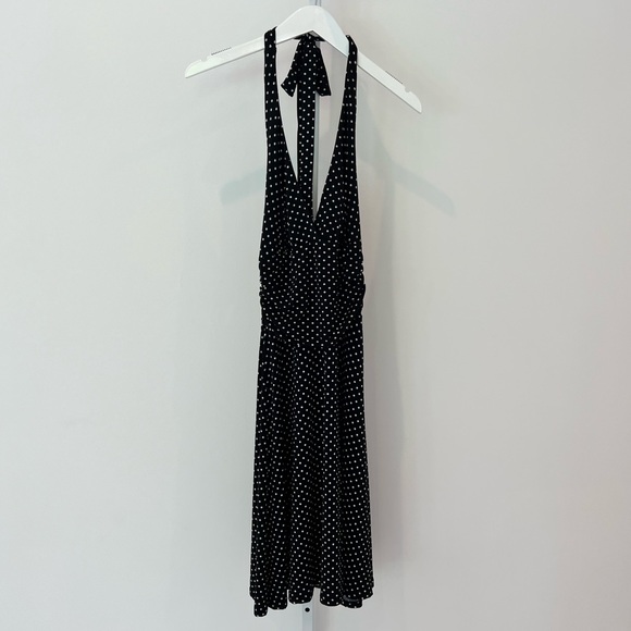 FOREVER 21 BLACK WHITE POLKA DOT HALTER DRESS SIZE SMALL - Picture 6 of 17